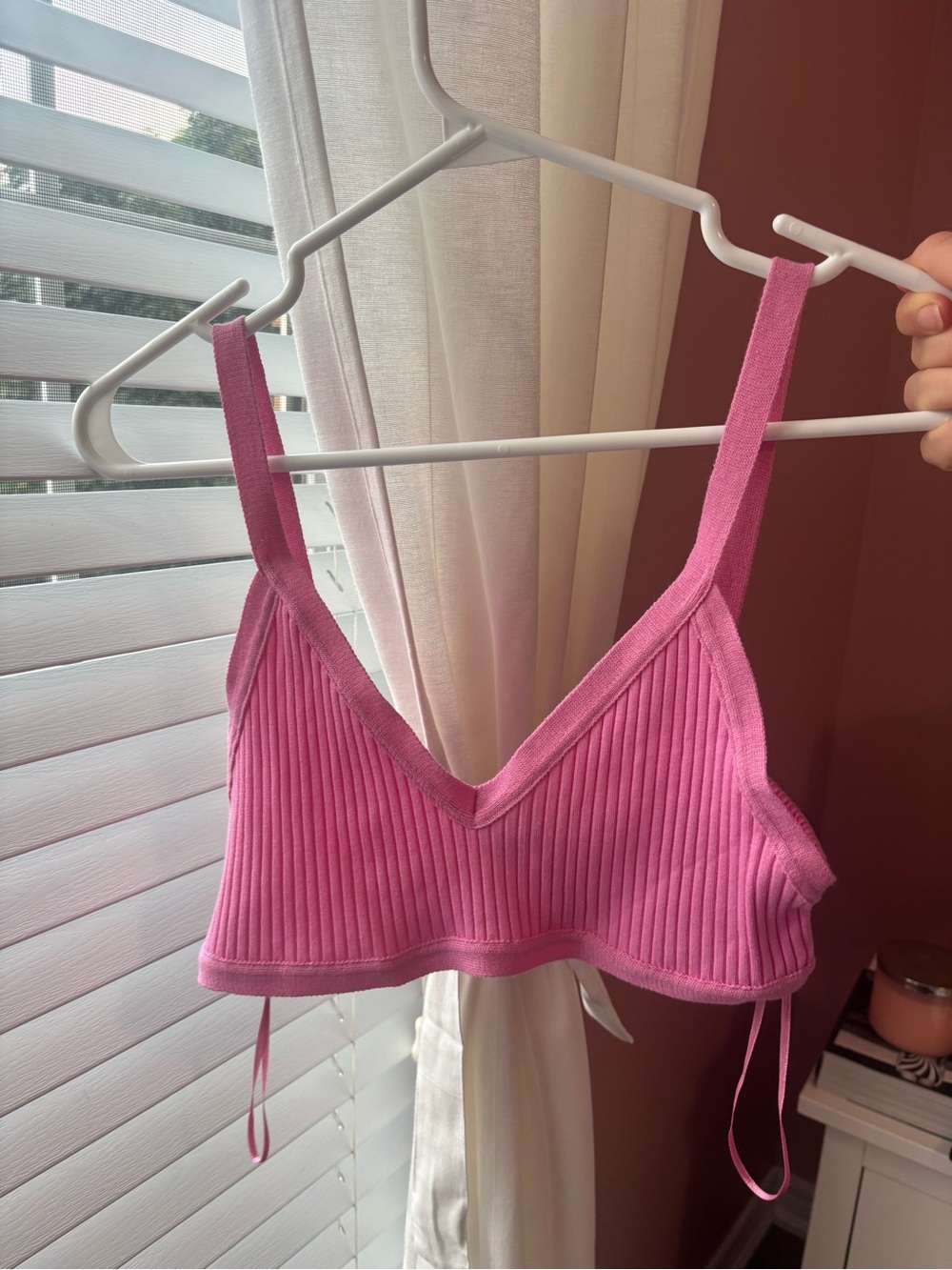Zara Hot Pink Ribbed V-Neck Bralette